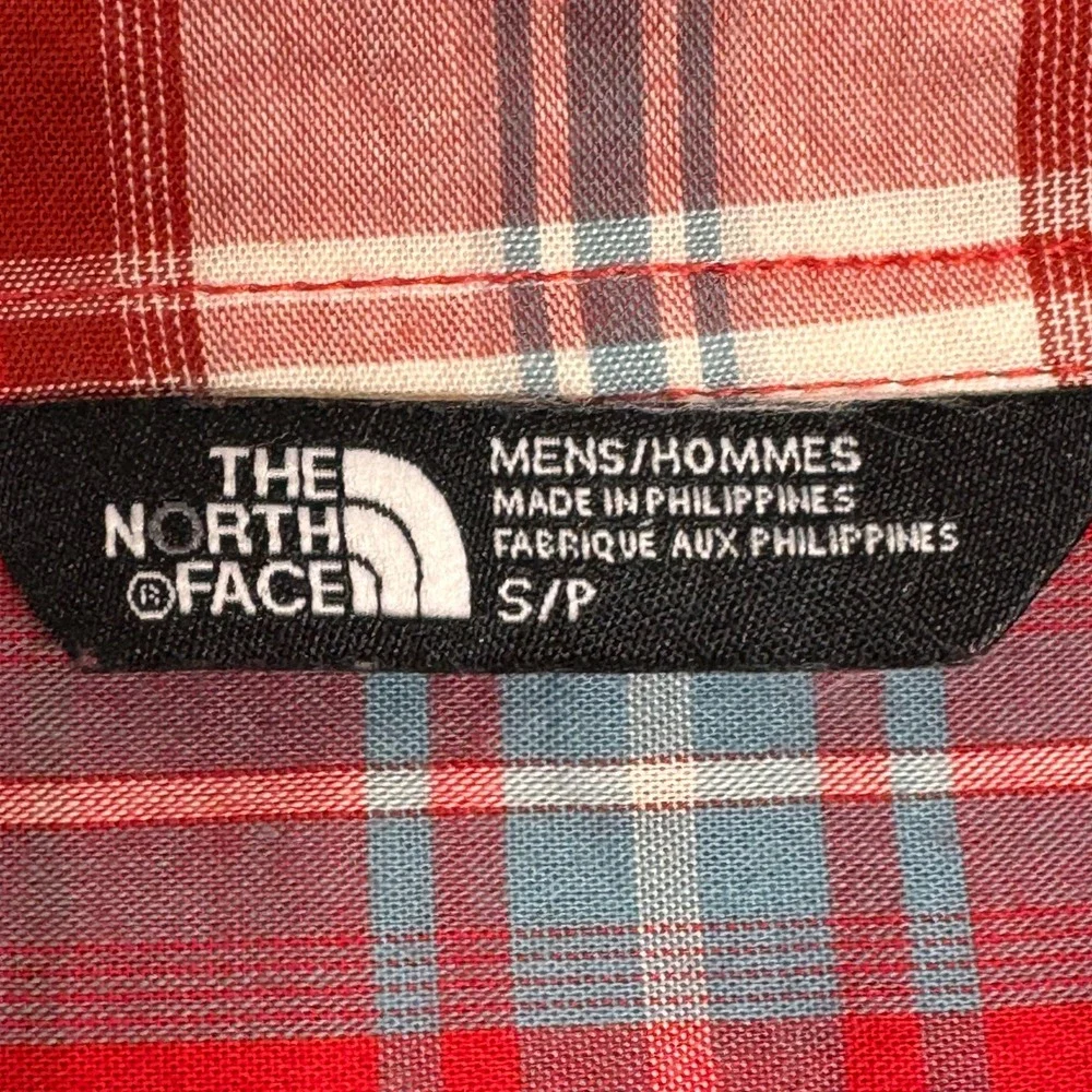 The North Face Mens Red Plaid Short Sleeve Snap Front Western Shirt Small 9307